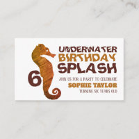 Seahorse, Aquatic Children's Birthday Party Ticket