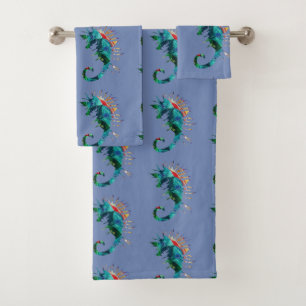 Seahorse Art  Bathroom Towel Set