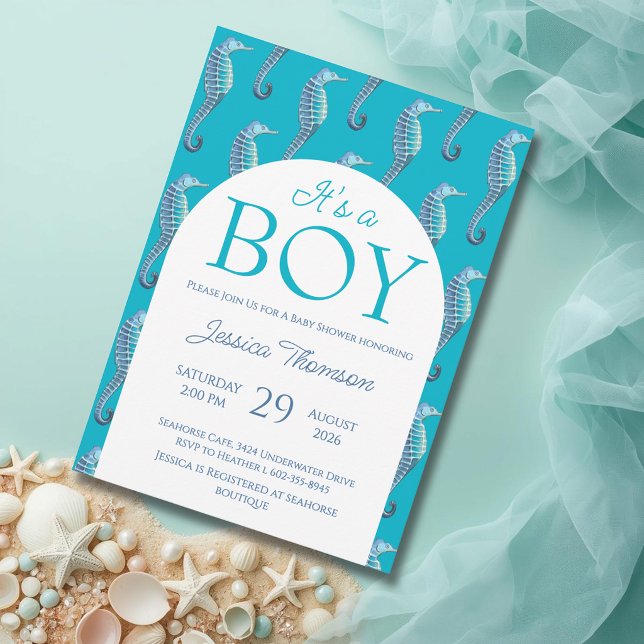 Seahorse Baby Shower Boy Ocean Invitation (Créateur téléchargé)