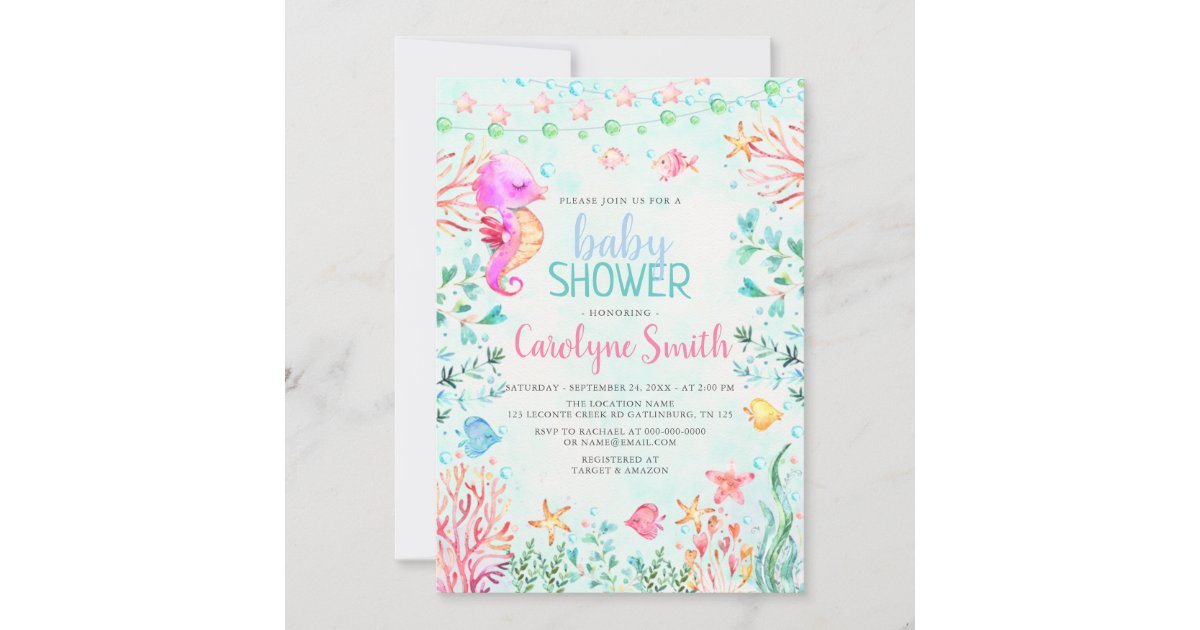 Seahorse Baby Shower Invitation Zazzle