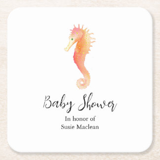 Seahorse Baby Shower Napkin Square Paper Coaster