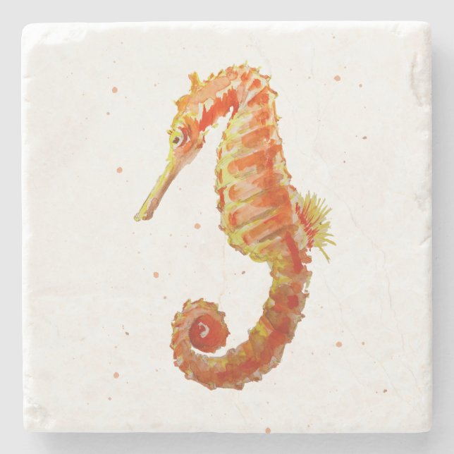 Seahorse Beach Marble Stone Coaster (Front)