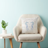 Seahorse Beach Rustic Watercolor Arabesque Pattern Throw Pillow (Chair)
