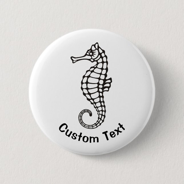 Seahorse Black 2 Inch Round Button (Front)