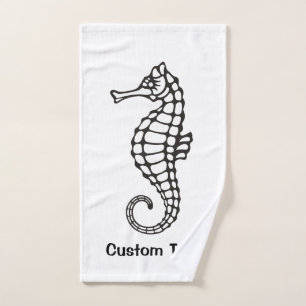 Seahorse Black Bath Towel Set