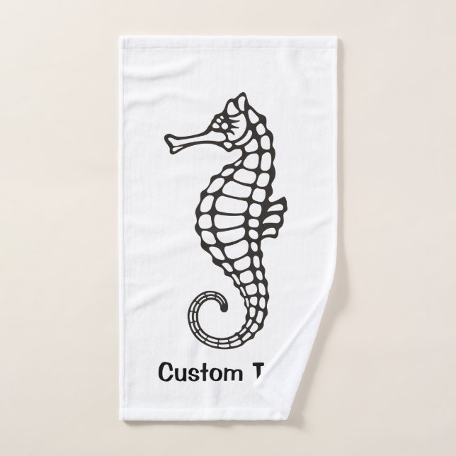 Seahorse Black Bath Towel Set (Hand Towel)