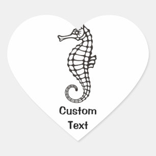 Seahorse Black Heart Sticker