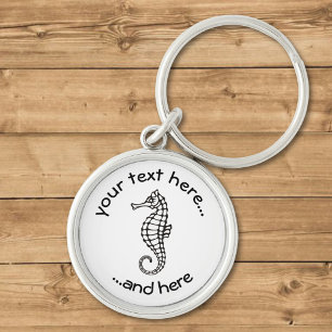 Seahorse Black Keychain