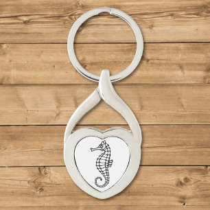 Seahorse Black Keychain