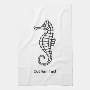 Seahorse Black Kitchen Towel