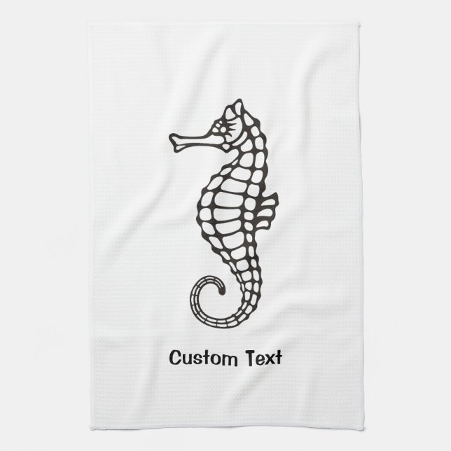 Seahorse Black Kitchen Towel (Vertical)