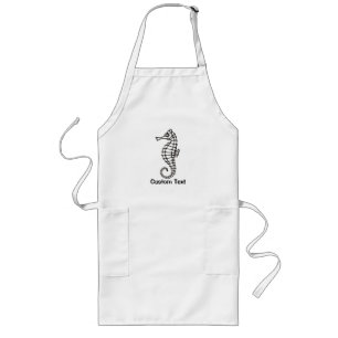 Seahorse Black Long Apron