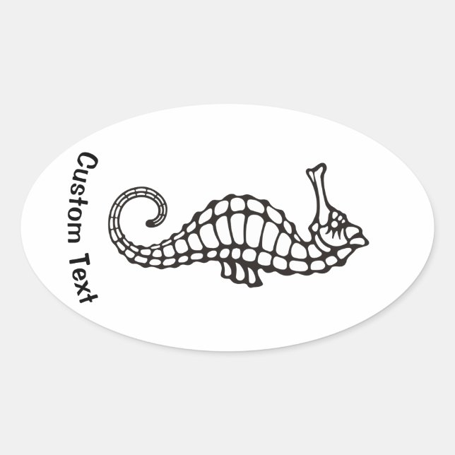 Seahorse Black Oval Sticker (Front)