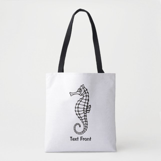 Seahorse Black Tote Bag (Front)