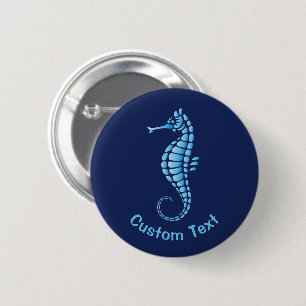 Seahorse Blue 2 Inch Round Button