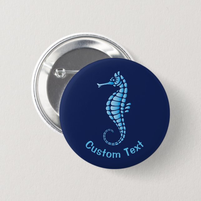 Seahorse Blue 2 Inch Round Button (Front & Back)