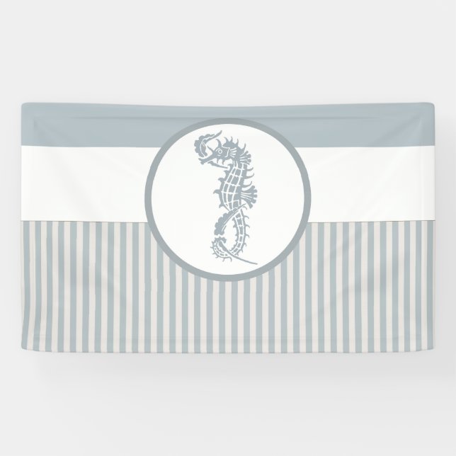 Seahorse Blue Classic Nautical Elegant Banner (Horizontal)
