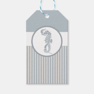 Seahorse Blue Classic Nautical Elegant Gift Tags
