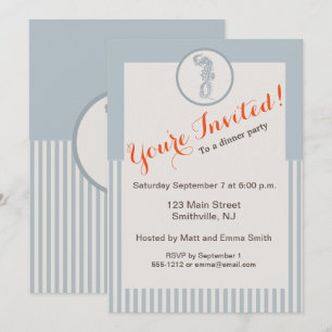 Seahorse Blue Classic Nautical Elegant Invitation