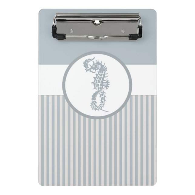 Seahorse Blue Classic Nautical Elegant Mini Clipboard (Front)