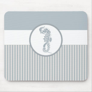 Seahorse Blue Classic Nautical Elegant Mouse Pad