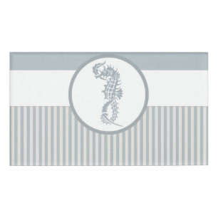 Seahorse Blue Classic Nautical Elegant Name Tag