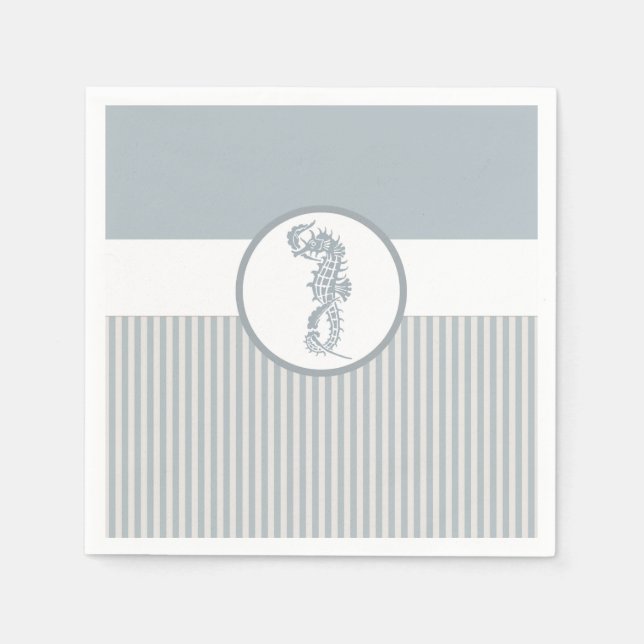 Seahorse Blue Classic Nautical Elegant Napkin (Front)