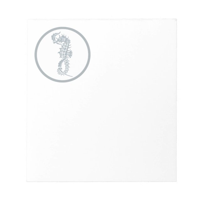Seahorse Blue Classic Nautical Elegant Notepad (Front)
