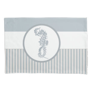 Seahorse Blue Classic Nautical Elegant Pillowcase
