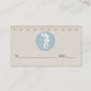 Seahorse Blue Classic Nautical Elegant Place Card