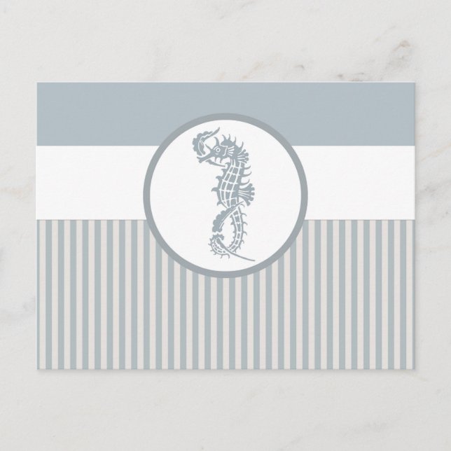 Seahorse Blue Classic Nautical Elegant Postcard (Front)