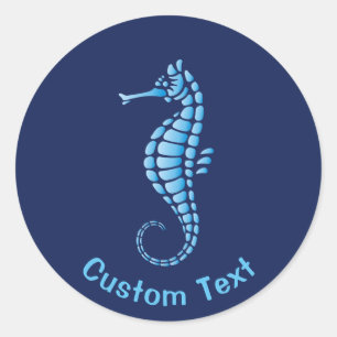 Seahorse Blue Classic Round Sticker