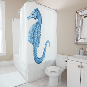 Seahorse blue coastal nautical watercolor