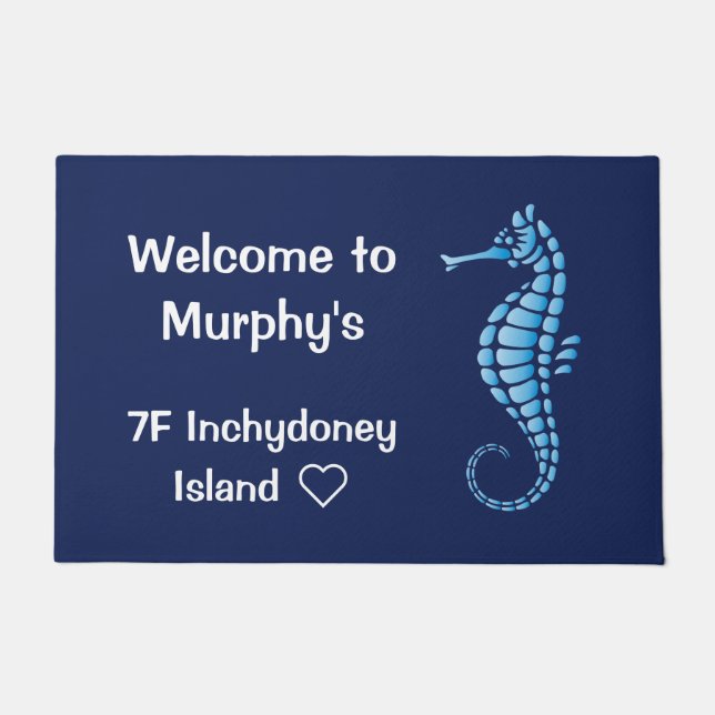 Seahorse Blue Doormat (Front)