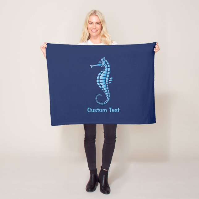 Seahorse Blue Fleece Blanket (In Situ)