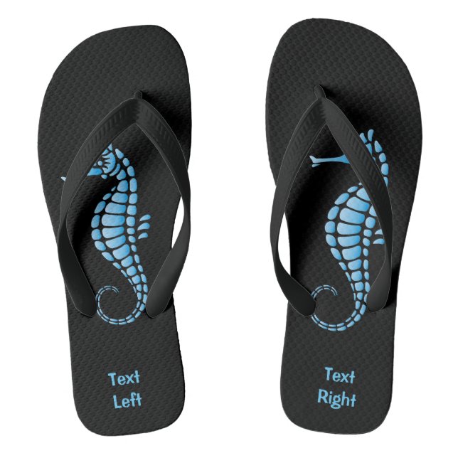Seahorse Blue Flip Flops (Footbed)