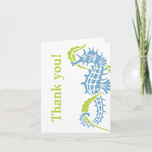 Seahorse blue, green wedding Thank You Card