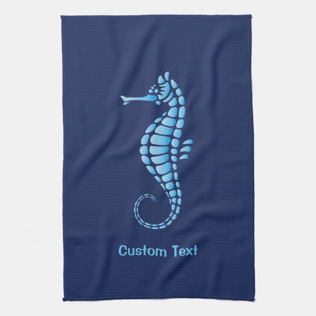 Seahorse Blue Kitchen Towel (Vertical)