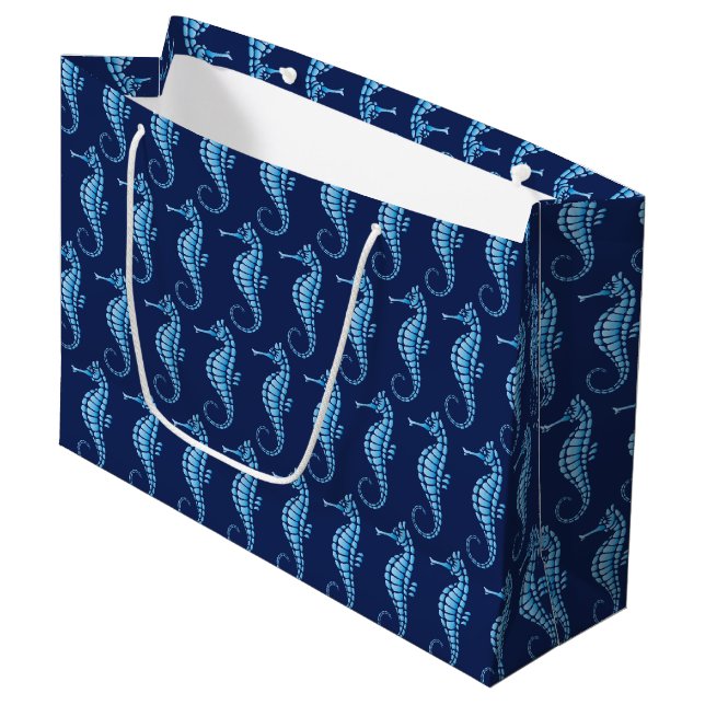 Seahorse Blue Large Gift Bag (Front Angled)