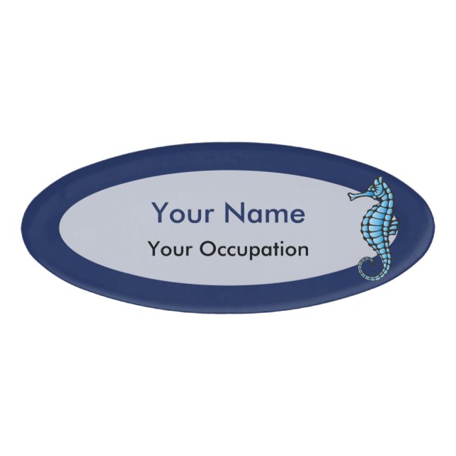 Seahorse Blue Name Tag (Front)