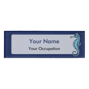 Seahorse Blue Name Tag