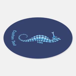 Seahorse Blue Oval Sticker