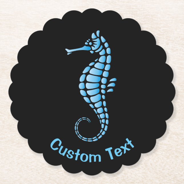 Seahorse Blue Paper Coaster (Front)