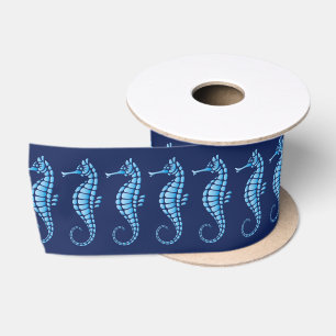 Seahorse Blue Satin Ribbon
