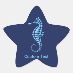 Seahorse Blue Star Sticker