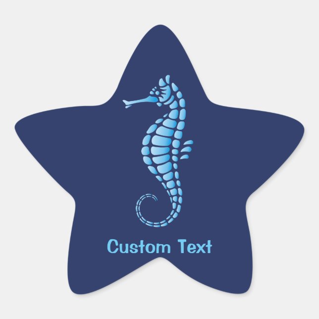 Seahorse Blue Star Sticker (Front)