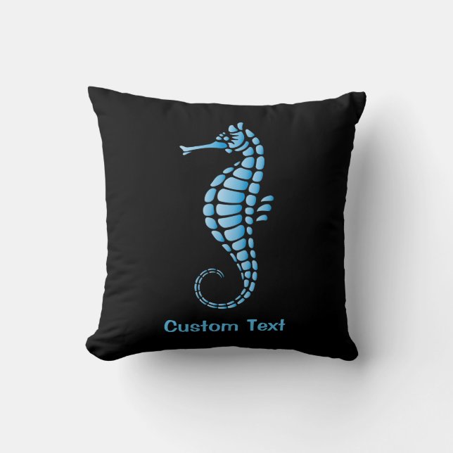 Seahorse Blue Throw Pillow (Front)