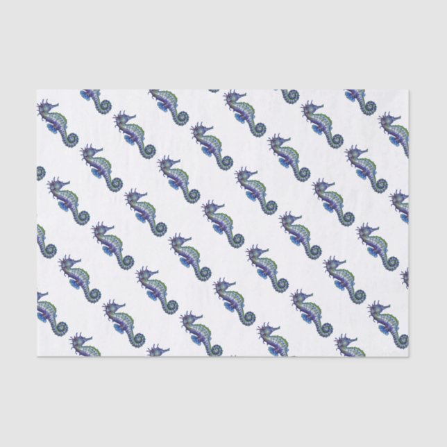 Seahorse Blue Tissue Paper (Front)