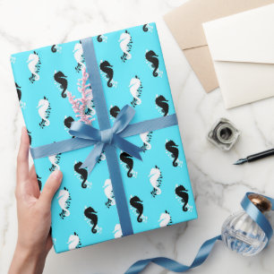 Seahorse cartoon fun wrapping paper