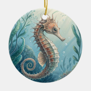 seahorse ceramic ornament
